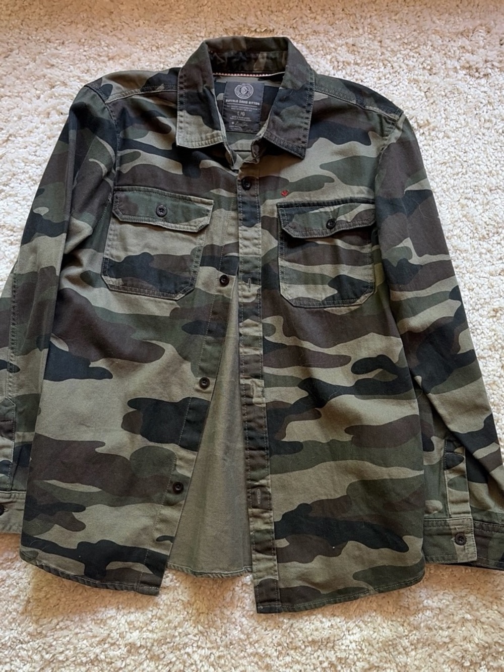 Buffalo David Bitton Men's Camo Military Field Jacket - Green & Black